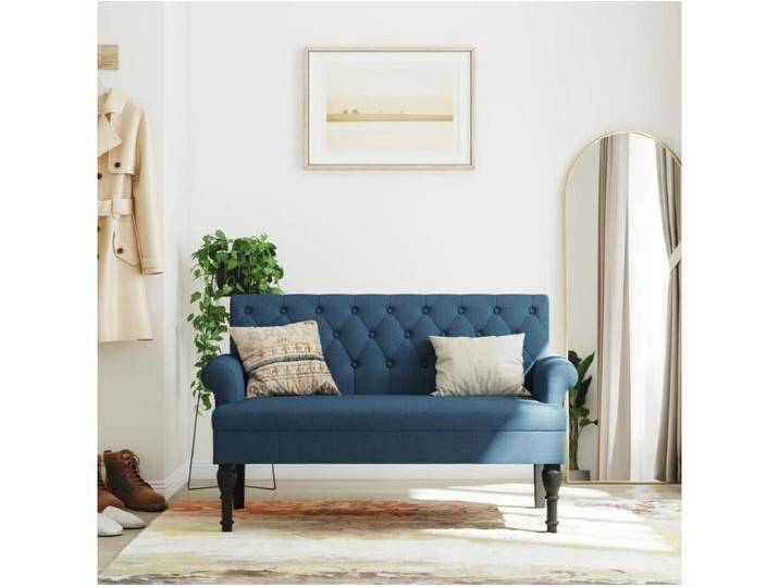 Sitzbank mit Rückenlehne Blau 120x62x75,5 cm Stoff von Kauf-Unique Marketplace