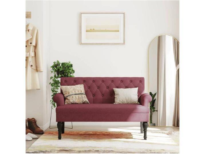 Sitzbank mit Rückenlehne Weinrot 120x62x75,5 cm Stoff von Kauf-Unique Marketplace