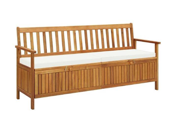 Sitzbank mit Stauraum und Sitzpolster 170 cm Massivholz Akazie von Kauf-Unique Marketplace