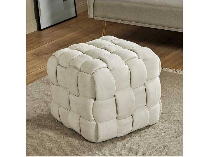 Sitzhocker Hocker in Cremewei� und quadratischer Form von Kauf-Unique Marketplace