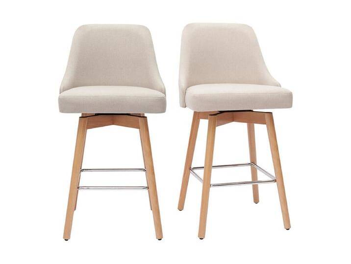 Skandinavische Barhocker aus beigem Stoff und massivem Buchenholz H65 cm (2er-Pack) HASTA von Kauf-Unique Marketplace