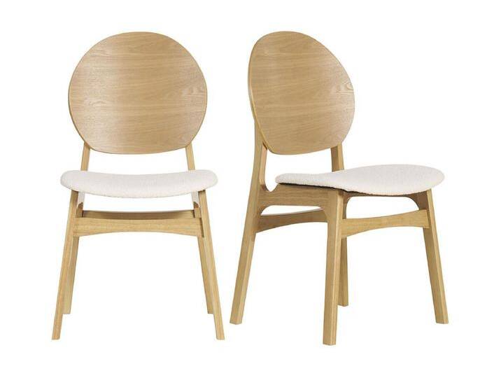 Skandinavische Stühle aus Stoff mit Bouclé-Wolleffekt und hellem Holz (2er-Set) ELTON von Kauf-Unique Marketplace