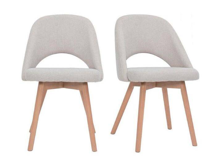 Skandinavische Stühle aus beigem Stoff mit Samteffekt und massivem Buchenholz (2er-Set) COSETTE von Kauf-Unique Marketplace
