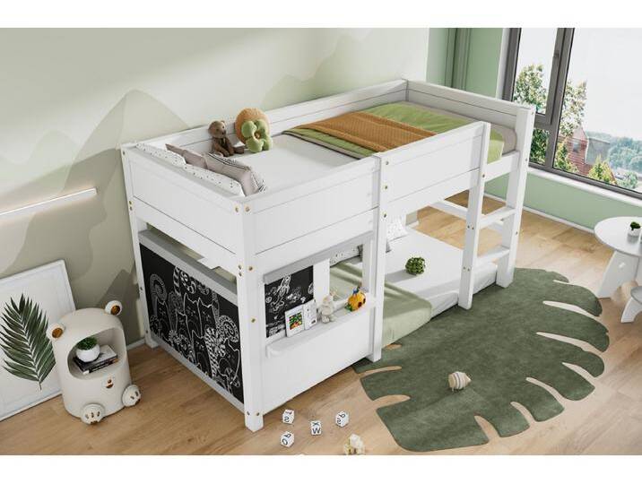 Skandinavisches Bett für Kinder mit zwei Graffitistenbrettern, 3 Treppen, 90x200 cm Skandinavisches Bett für Kinder mit zwei Graffitistenbrettern, 3 Treppen, 90x200 cm von Kauf-Unique Marketplace