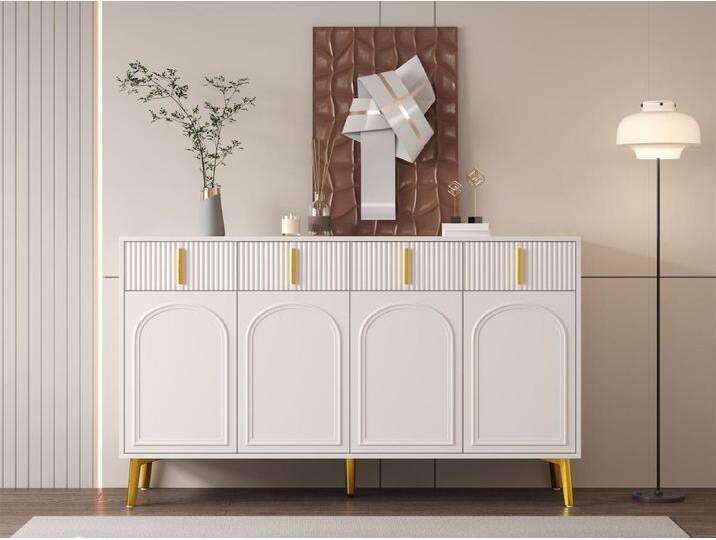 Skandinavisches Sideboard – 4 Türen und 4 Schubladen – mit verstellbaren Einlegeböden – Weiß von Kauf-Unique Marketplace