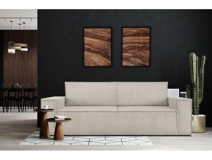 Sofa 3 Sitzer - mit Schlaffunktion - in Pet Friendly Cord-Stoff - cremig - NAPI Sofa 3 Sitzer - mit Schlaffunktion - in Pet Friendly Cord-Stoff - cremig - NAPI von Kauf-Unique Marketplace