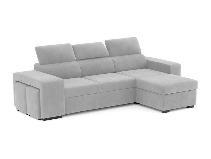Sofa 3-sitziges wendbar Chaiselongue aus Polyester hellgrau von Kauf-Unique Marketplace