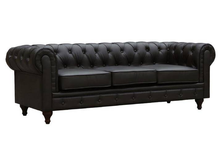 Sofa Chesterfield Aliza ohne Verstellfunktion - 204 x 80 x 58 cm - 3-Sitzer - Braun von Kauf-Unique Marketplace