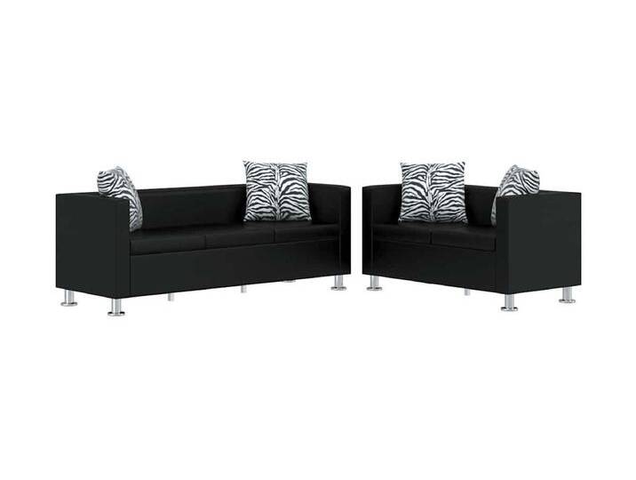 Sofa-Set Kunstleder 3-Sitzer und 2-Sitzer Schwarz von Kauf-Unique Marketplace