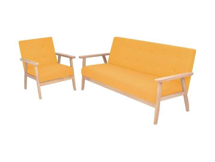 Sofagarnitur 2-tlg. Stoff Gelb von Kauf-Unique Marketplace