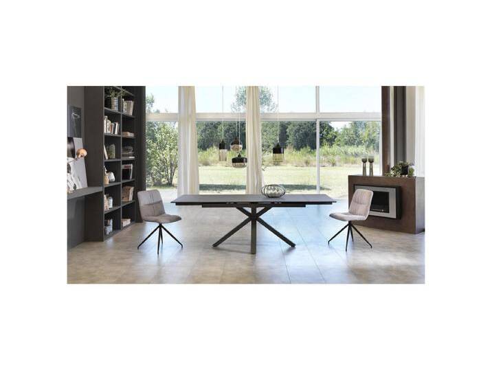 Sololed - Ausziehbarer Tisch von 160 cm auf 240 cm, moderne Keramikplatte auf graphitgrauem gehärtetem Glas von Kauf-Unique Marketplace