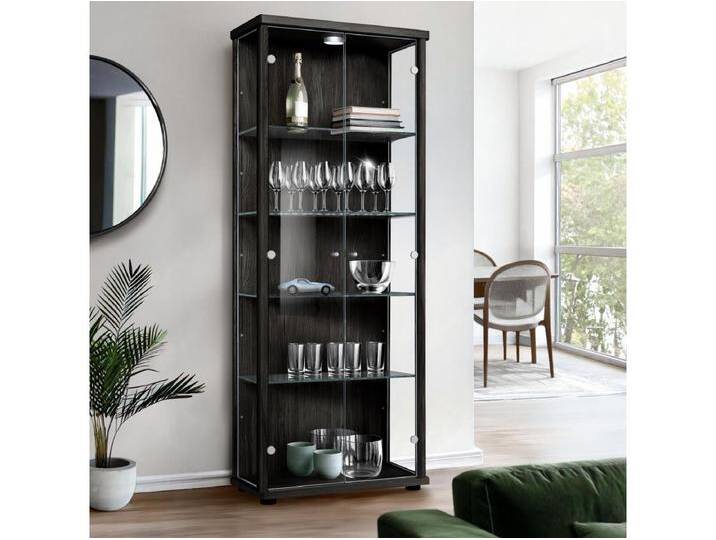 Standvitrine mit 2 Türen, 4 Höhenverstellbaren Glasböden - Mit LED-Beleuchtung - 176x67x33 cm - Schwarz Standvitrine mit 2 Türen, 4 Höhenverstellbaren Glasböden - Mit LED-Beleuchtung - 176x67x33 cm - Schwarz von Kauf-Unique Marketplace