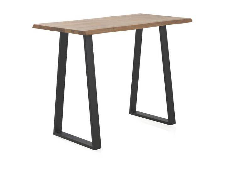 Stehtisch 130x70 aus massivem Akazienholz mit schwarzen Metallbeinen von Kauf-Unique Marketplace