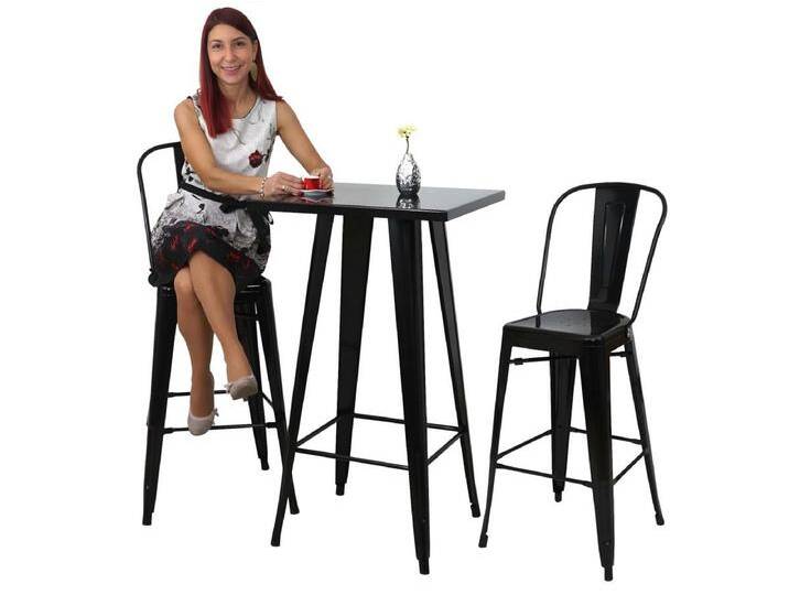 Stehtisch-Set MCW-A73 Metall (3-teilig), Schwarz von Kauf-Unique Marketplace