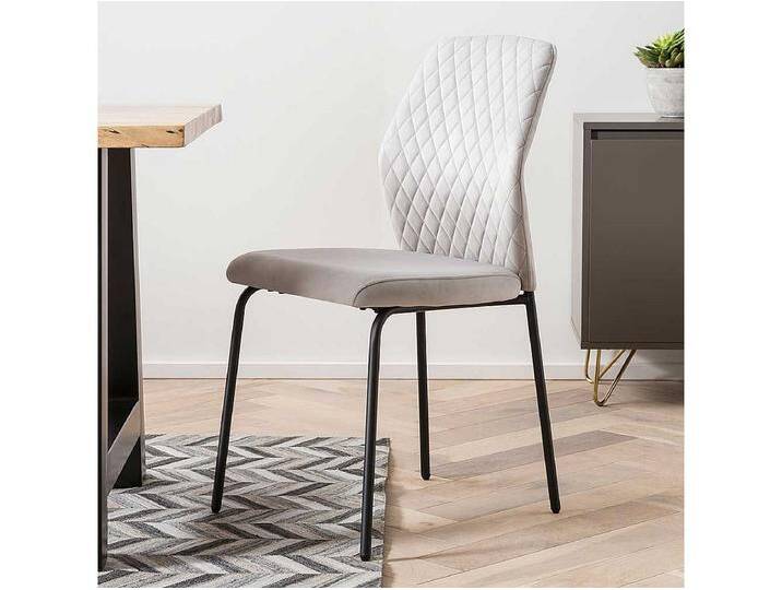 Stuhl K�che Samt Metall in Hellgrau und Schwarz 50 cm Sitzh�he (2er Set) von Kauf-Unique Marketplace