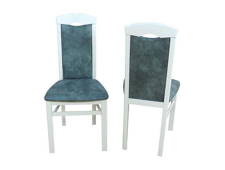 Stuhl Set in Wei� Holz Grau Blau Microfaser (2er Set) von Kauf-Unique Marketplace