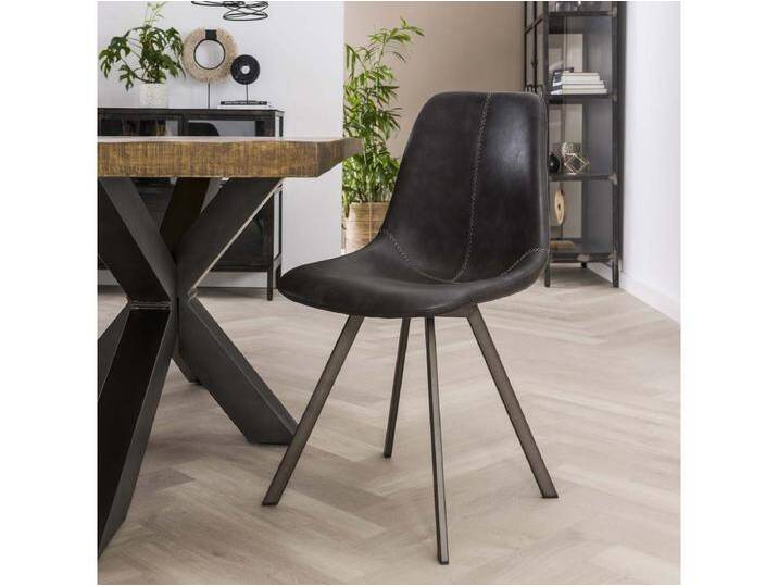Stuhl Zickzack-Muster - Schwarz - PU-Leder - 4 Stück von Kauf-Unique Marketplace