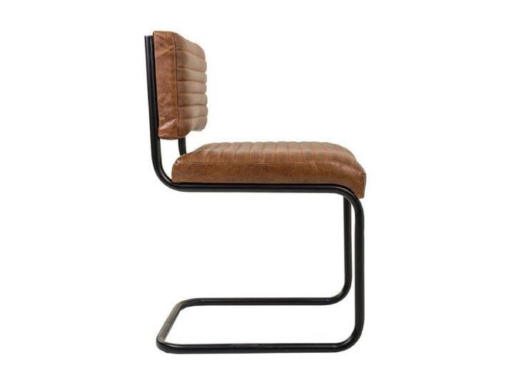 Stuhl aus Metall und braunem Leder, 45x56x83h cm Stuhl aus Metall und braunem Leder, 45x56x83h cm von Kauf-Unique Marketplace