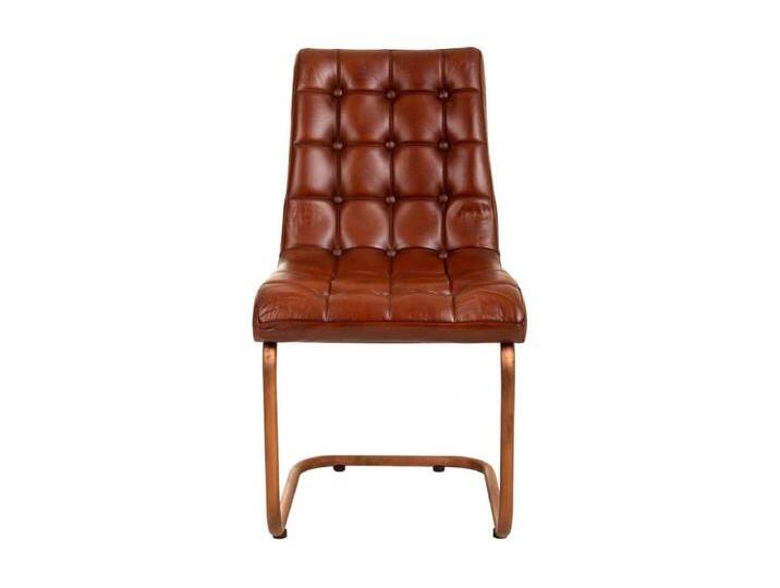 Stuhl aus Metall und braunem Leder, 46x46x93h cm Stuhl aus Metall und braunem Leder, 46x46x93h cm von Kauf-Unique Marketplace