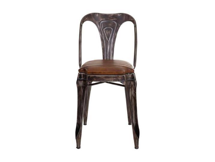 Stuhl aus braunem Leder und Metall, 39x52x84H cm Stuhl aus braunem Leder und Metall, 39x52x84H cm von Kauf-Unique Marketplace