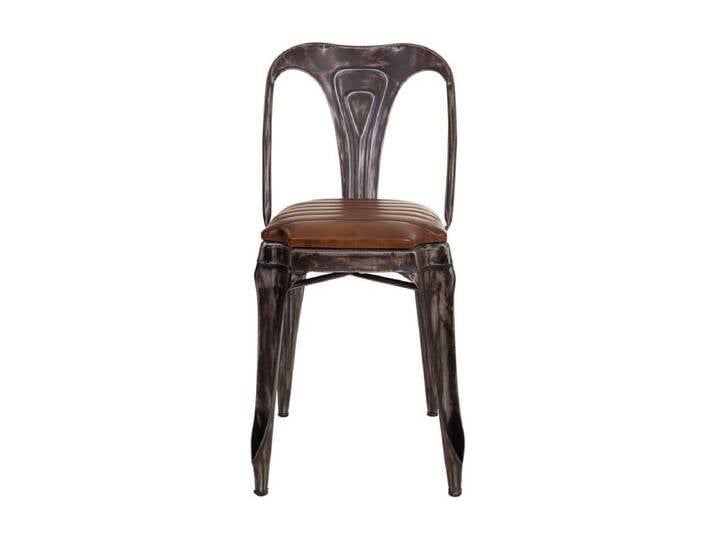 Stuhl aus braunem Leder und Metall, 39x52x84H cm Stuhl aus braunem Leder und Metall, 39x52x84H cm von Kauf-Unique Marketplace