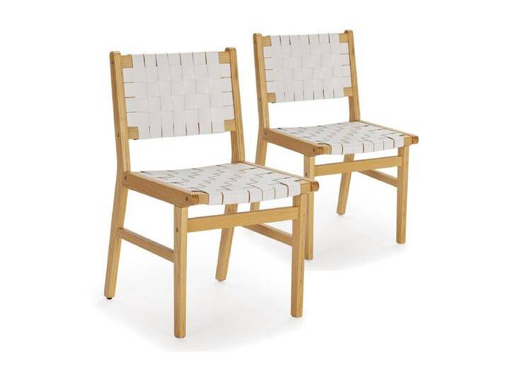 Stuhl-set 2 Kurt Weiß mit recyceltem Leder von Kauf-Unique Marketplace