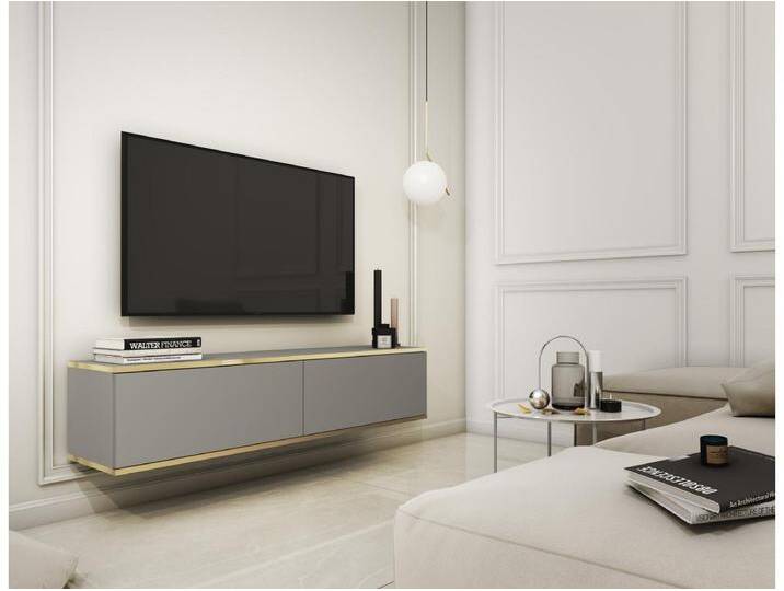 TV-Element hängend, Grau / Gold, 135 cm - MUCALMA TV-Element hängend, Grau / Gold, 135 cm - MUCALMA von Kauf-Unique Marketplace