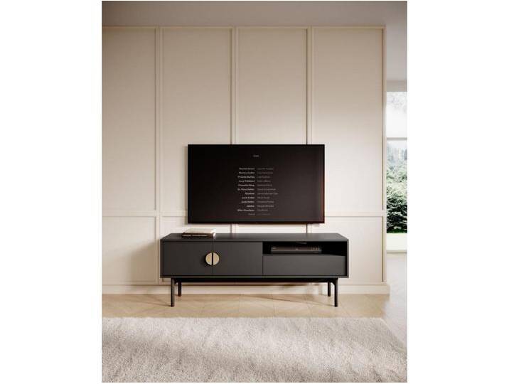 TV-Element mit Schublade - Schwarz mit Metallgestell - 154 cm - STOON von Kauf-Unique Marketplace