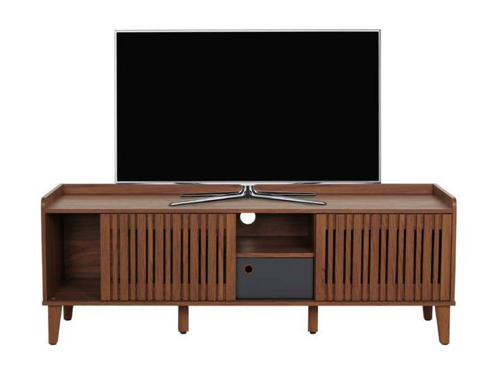 TV-Rack MCW-M48, Walnuss-Optik, Schublade dunkelgrau von Kauf-Unique Marketplace