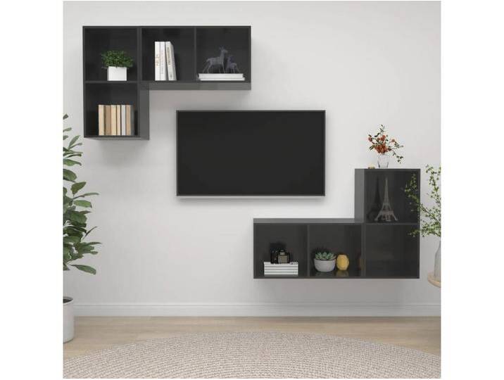 TV-Schränke,TV-Wandschränke 4 Stk. Hochglanz-Grau Holzwerkstoff -gkd322325 von Kauf-Unique Marketplace