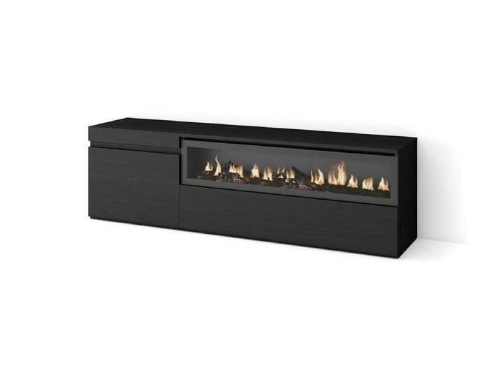 TV-Schrank, Lowboard, 150x35x45cm, Für TV-Geräte bis zu 65 , Elektrokamin, Schwarz TV-Schrank, Lowboard, 150x35x45cm, Für TV-Geräte bis zu 65 , Elektrokamin, Schwarz von Kauf-Unique Marketplace
