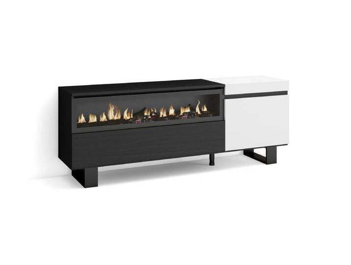TV-Schrank, Lowboard, 150x35x57cm, Für TV-Geräte bis zu 65 , Elektrokamin, Industriedesign, Weiß und Schwarz TV-Schrank, Lowboard, 150x35x57cm, Für TV-Geräte bis zu 65 , Elektrokamin, Industriedesign, Weiß und Schwarz von Kauf-Unique Marketplace