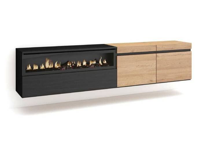 TV-Schrank, Lowboard, 200x35x45cm, Für TV-Geräte bis zu 80 , Elektrokamin, Hängend, Eiche Schwarz TV-Schrank, Lowboard, 200x35x45cm, Für TV-Geräte bis zu 80 , Elektrokamin, Hängend, Eiche Schwarz von Kauf-Unique Marketplace