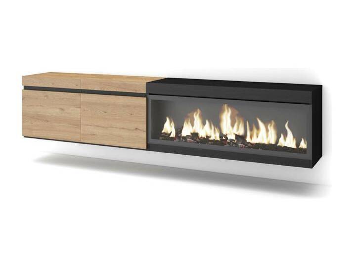 TV-Schrank, Lowboard, 208x35x45cm, Für TV-Geräte bis zu 80 , Elektrokamin XXL, Hängend, Eiche Schwarz TV-Schrank, Lowboard, 208x35x45cm, Für TV-Geräte bis zu 80 , Elektrokamin XXL, Hängend, Eiche Schwarz von Kauf-Unique Marketplace