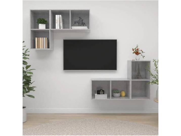 TV-Wandschränke 4 Stk. Betongrau Holzwerkstoff von Kauf-Unique Marketplace