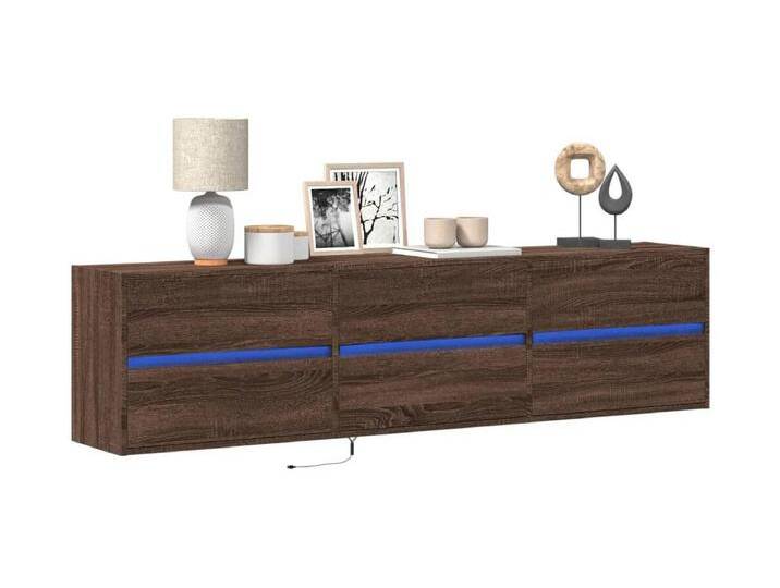 TV-Wandschrank mit LED Braun Eichen-Optik 180x31x45 cm von Kauf-Unique Marketplace