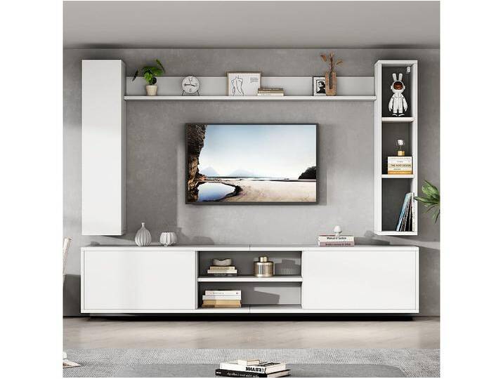 TV Wohnwand-set mit Vitrinen (Komplett-Set, 4-St),Mediawand inkl.TV-Board,Standregal und 2 Wandregal,TV Möbel-Set,TV-Schrank,stehend&hängend von Kauf-Unique Marketplace