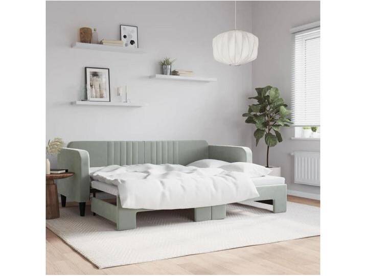 Tagesbett Ausziehbar,Ausziehbett Hellgrau 80x200 cm Samt -gkd71958 von Kauf-Unique Marketplace