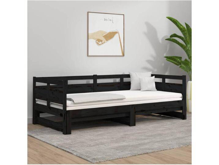 Tagesbett Ausziehbar,Ausziehbett Schwarz Massivholz Kiefer 2x(80x200) cm -gkd65277 von Kauf-Unique Marketplace