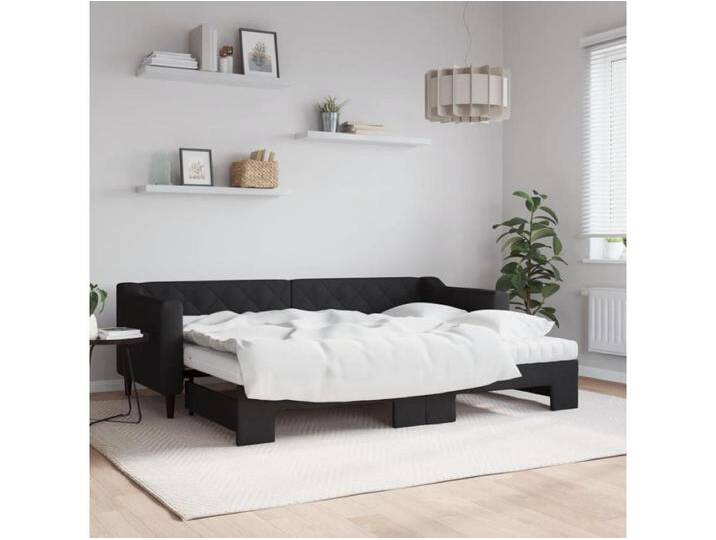 Tagesbett Ausziehbar,Ausziehbett mit Matratzen Schwarz 80x200 cm Stoff -gkd90893 Tagesbett Ausziehbar,Ausziehbett mit Matratzen Schwarz 80x200 cm Stoff -gkd90893 von Kauf-Unique Marketplace
