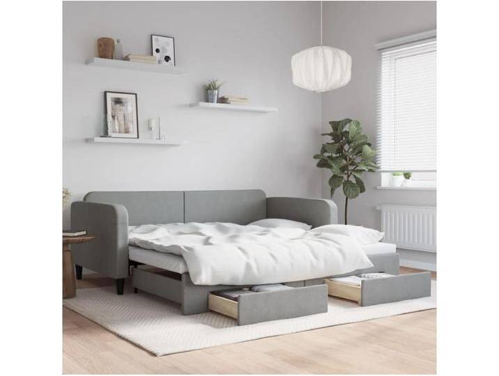 Tagesbett Ausziehbar,Ausziehbett mit Schubladen Hellgrau 100x200 cm Stoff -gkd30548 Tagesbett Ausziehbar,Ausziehbett mit Schubladen Hellgrau 100x200 cm Stoff -gkd30548 von Kauf-Unique Marketplace
