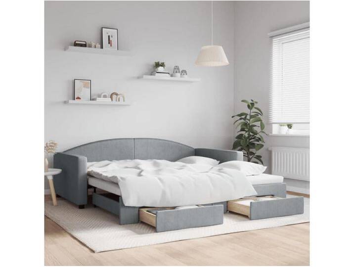 Tagesbett Ausziehbar,Ausziehbett mit Schubladen Hellgrau 100x200 cm Stoff -gkd84008 Tagesbett Ausziehbar,Ausziehbett mit Schubladen Hellgrau 100x200 cm Stoff -gkd84008 von Kauf-Unique Marketplace