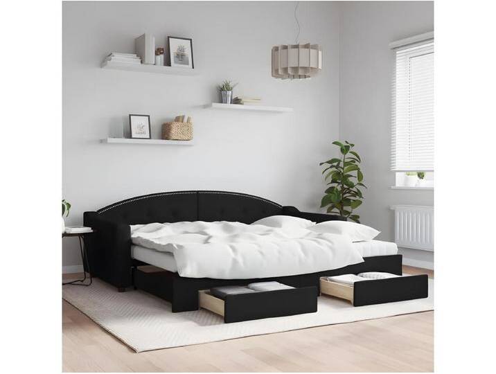 Tagesbett Ausziehbar,Ausziehbett mit Schubladen Schwarz 90x200 cm Stoff -gkd18451 Tagesbett Ausziehbar,Ausziehbett mit Schubladen Schwarz 90x200 cm Stoff -gkd18451 von Kauf-Unique Marketplace