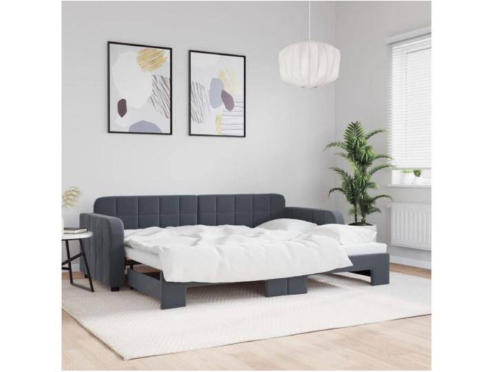 Tagesbett Ausziehbar Dunkelgrau 80x200 cm Samt von Kauf-Unique Marketplace