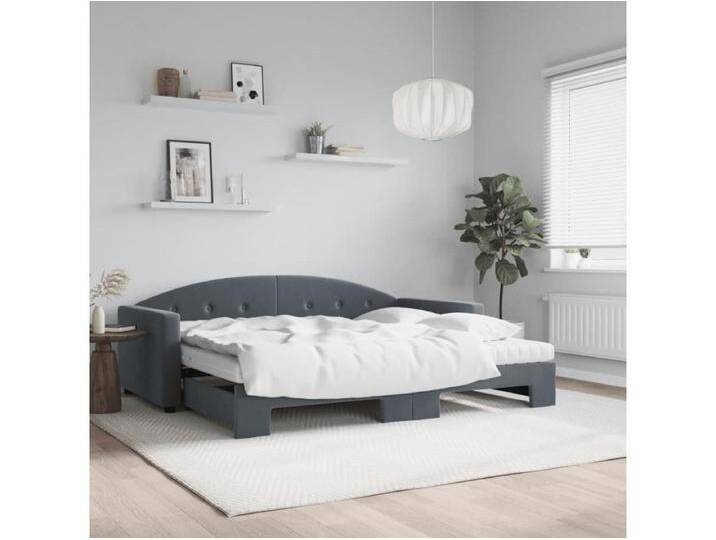Tagesbett Ausziehbar mit Matratzen Dunkelgrau 90x190 cm Samt von Kauf-Unique Marketplace