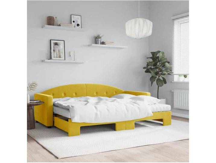 Tagesbett Ausziehbar mit Matratzen Gelb 80x200 cm Samt von Kauf-Unique Marketplace