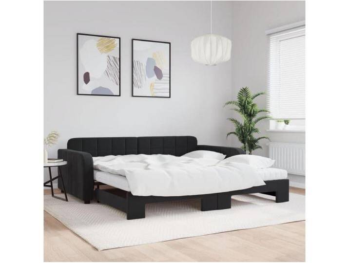 Tagesbett Ausziehbar mit Matratzen Schwarz 100x200 cm Samt von Kauf-Unique Marketplace
