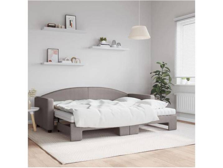 Tagesbett Ausziehbar mit Matratzen Taupe 80x200 cm Stoff von Kauf-Unique Marketplace