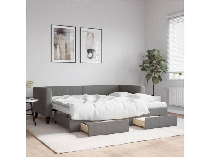 Tagesbett Ausziehbar mit Schubladen Dunkelgrau 80x200 cm Stoff von Kauf-Unique Marketplace