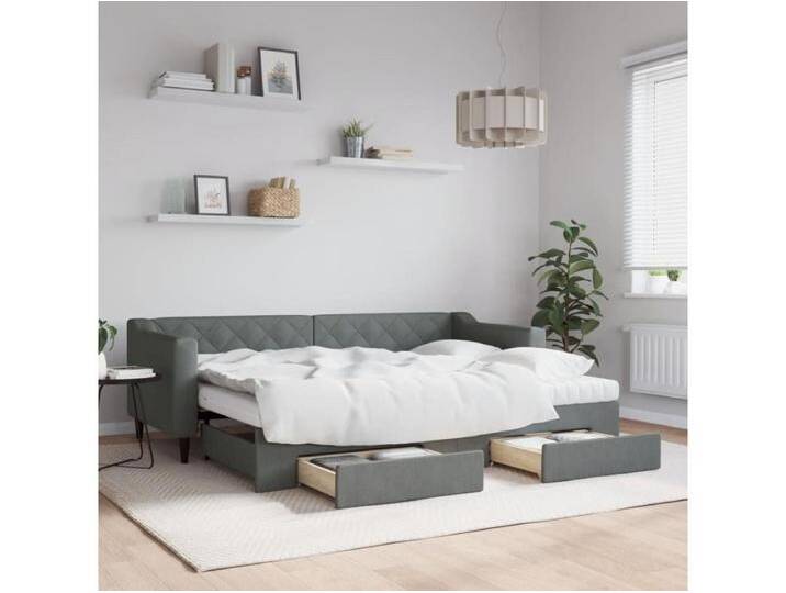Tagesbett Ausziehbar mit Schubladen Dunkelgrau 80x200 cm Stoff von Kauf-Unique Marketplace